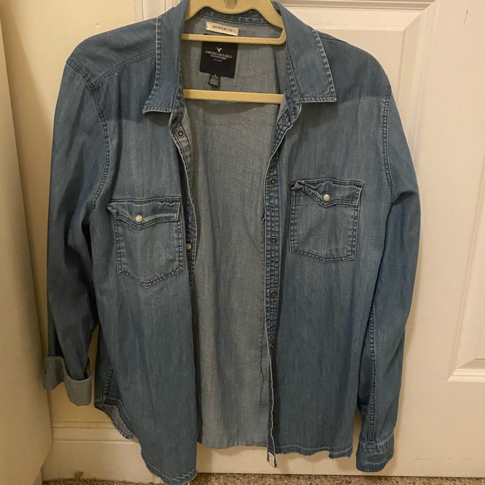 Boyfriend fit denim button down